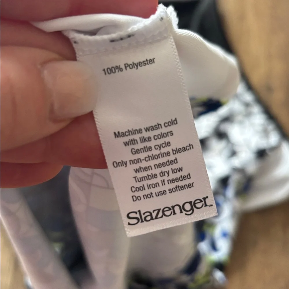 Slazenger Black White Blue Green Sleeveless Geometric Pattern Golf Polo small - Picture 7 of 7